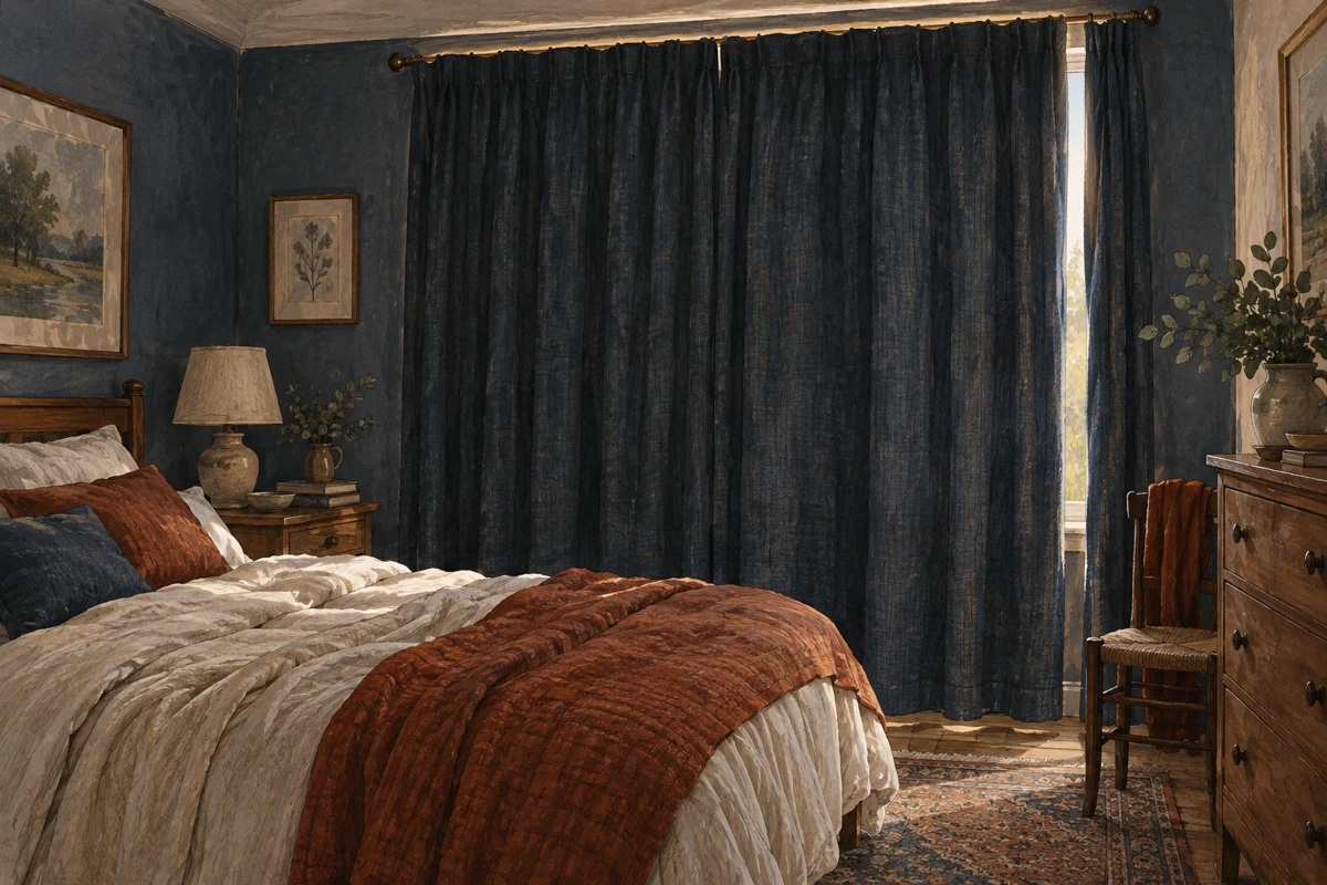 Illustration of dark curtains and the light around their edges