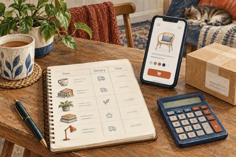 Illustration of checking the complete cost of an online purchase