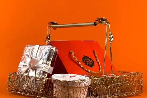 A gift basket filled with packaged treats