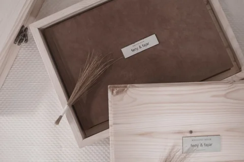 A photograph album kept in a wooden box